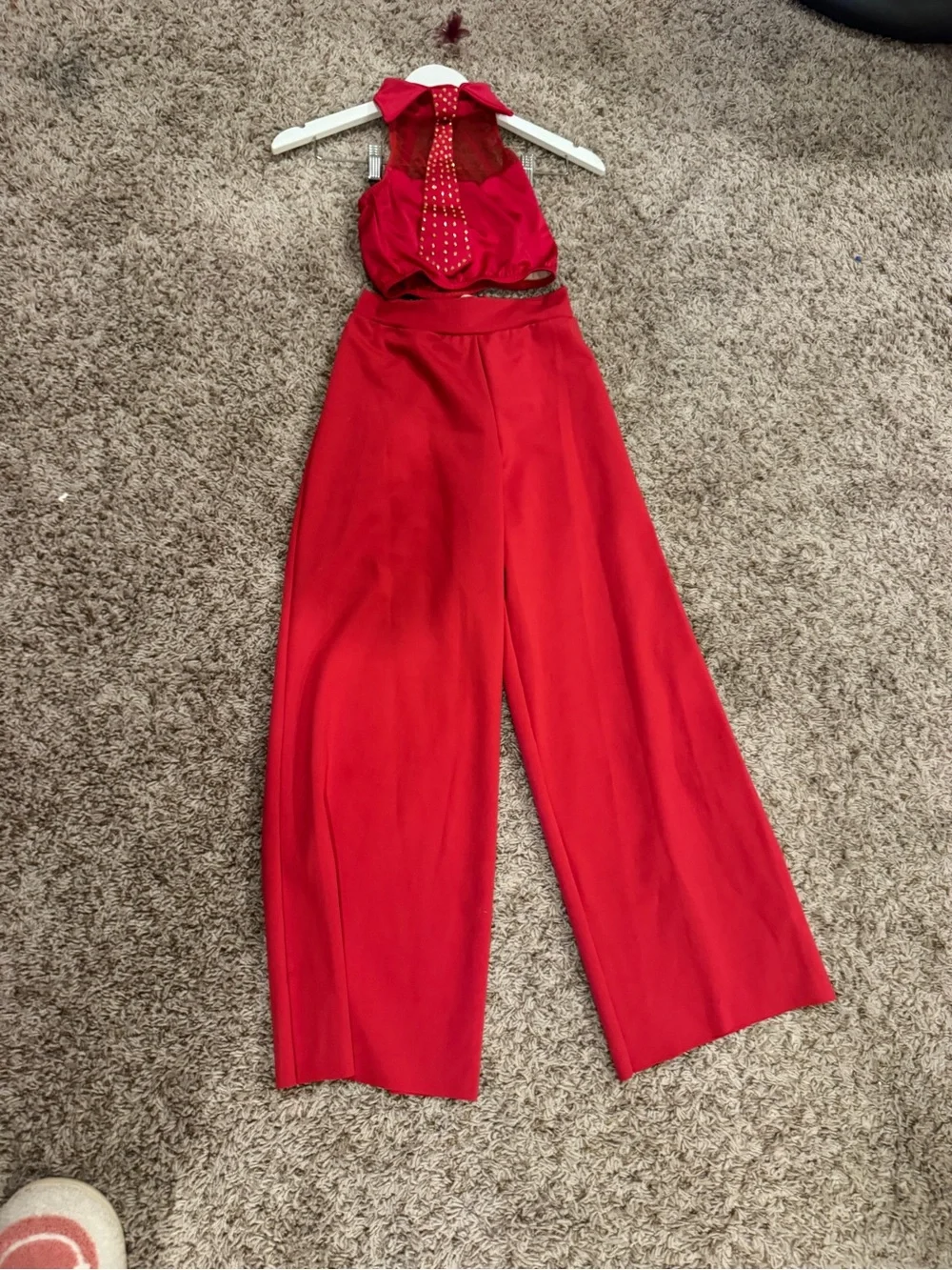 Red two piece Kelle dance costume